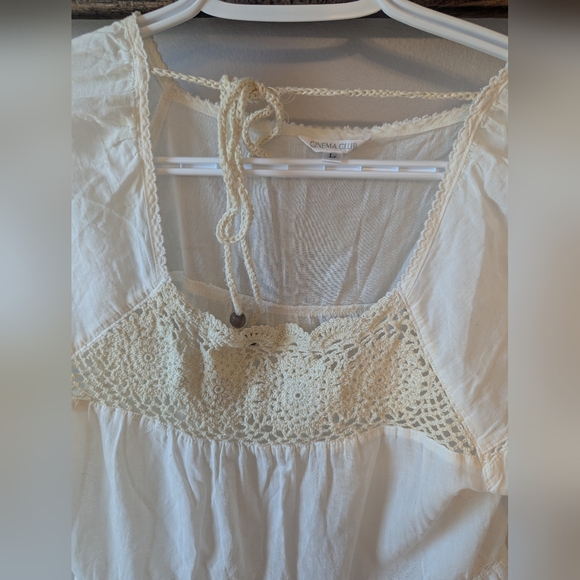 Vintage 100% Cinema Club Cotton Babydoll Top - Picture 3 of 6